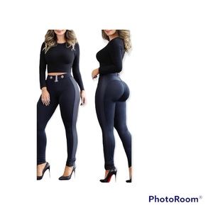 Leather trim leggings size Large ( Brand New)